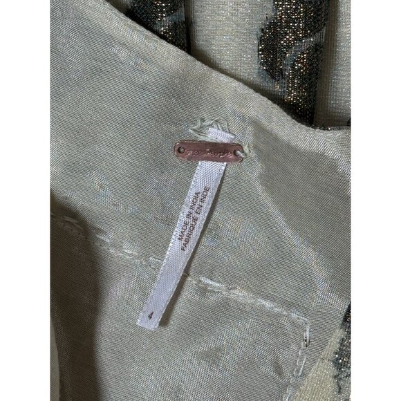 NEW Defects Free People Shimmering Champagne Paisley Mini Dress Sz 4 Green Red - Picture 11 of 13